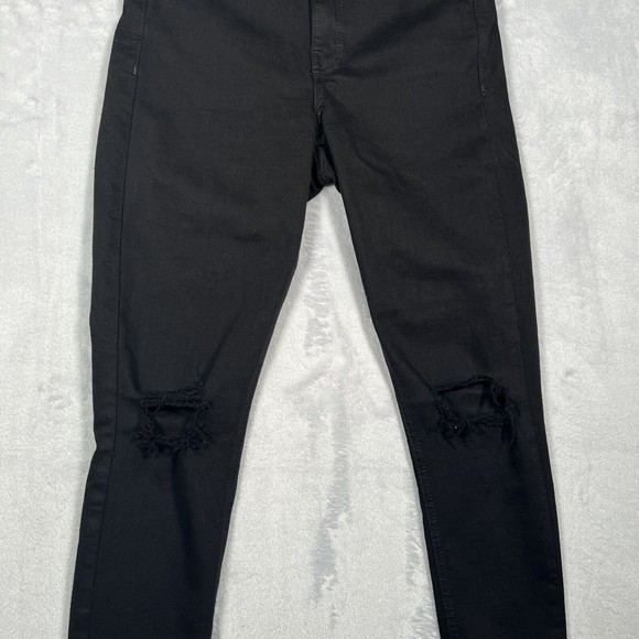 Topshop Jamie Women's Black‎ Distressed Denim High Rise Skinny Jeans Size 28 P - Picture 3 of 7